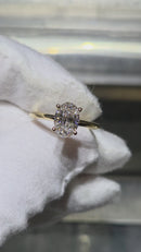 Bague de fiançailles solitaire en or jaune 14k 1.55ct oval  vs diamant lab