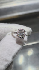 Bague de fiançailles s en or  blanc 14k 1.38ct cushion vs diamant lab