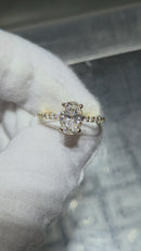Bague de fiançailles en or jaune 14k 3.31ct Oval vs diamant lab