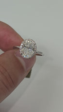 Elegant Oval  shape 2.17CT Lab Diamond Engagement Rings in 14K White Gold