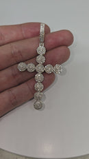Elégant pendentif croix en or blanc 10K avec 1,50 CT de diamants naturels