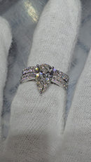 Bague de fiançailles en or blanc 14k 4.10ct poire vs diamant lab