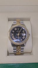 rolex datejust 36mm 2.00ct diamonds romain dial black