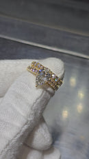 Beautiful  Pear Shape 3.58CT VS Lab Diamond Engagement Rings in 14K yellow gold