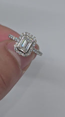 Bague de fiançailles 14k Emeraude 1.00ct VS Diamant