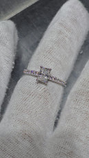 Bague de fiançailles en or blanc 14k 0.95ct radiant vs diamant lab