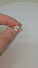 14K Gold Solitaire Engagement Ring with 1.02ct Radiant-Cut VS Clarity EF Color Lab Diamond