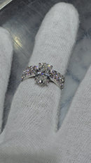 Bague de fiançailles en or blanc 14k 4.13ct oval vs diamant lab