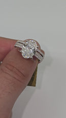 Beautiful Oval shape 3.51CT Lab Diamond Engagement Rings in 14K White Gold