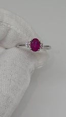 Stunning Natural diamond 0.10carrat  with pink ruby  10kt white Gold Ring NATDIA6