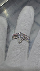 Bague de fiançailles en or blanc 14k 4.57ct poire vs diamant lab