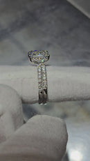Bague de fiançailles en or blanc 14k 0.66ct radiant vs diamant lab