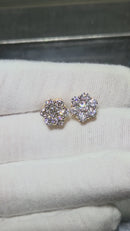 14K 2.01CT Diamond flower Stud Screw Back Earring