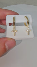 10k Gold  0.12ct VS  Diamond cross earring New