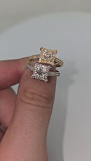 Bague carrée en or 14K avec diamant de 0,50ct - Choisissez jaune ou blanc