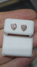 10k 0.12ct heart Diamond Stud Screw Back Earing