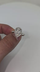 Beautiful Pear shape 2.31CT Lab Diamond Engagement Rings in 14K White Gold