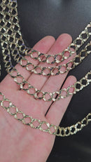 9.5MM 10k Yellow Diamond Cut Gourmette Gold Chain in Square Link