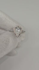 Bague de fiançaille poire 2.61CT Lab Diamond en or blanc 14K