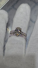Bague de fiançailles en or blanc 14k 3.55ct oval vs diamant lab