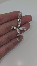 Pendentif croix classique en or blanc 10K avec 1,00 ct de diamants Natural SI