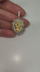 10k 0.92ct SI Diamond Lion Face Pendant