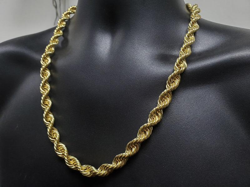 10K SEMI SOLID YELLOW GOLD 10MM DIAMOND CUT ROPE CHAIN NECKLACE | CHAINE TORSADE EN OR JAUNE 10K DIAMOND CUT POUR HOMME 10MM-Gold Custom