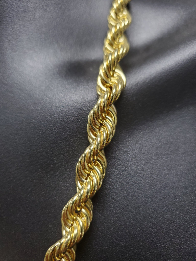 10K SEMI SOLID YELLOW GOLD 10MM DIAMOND CUT ROPE CHAIN NECKLACE | CHAINE TORSADE EN OR JAUNE 10K DIAMOND CUT POUR HOMME 10MM-Gold Custom