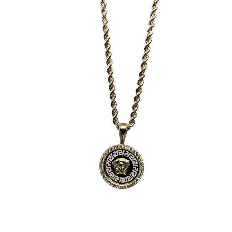 10k Gold Cable Chain + medusa Medallion in 10k Gold mab-506