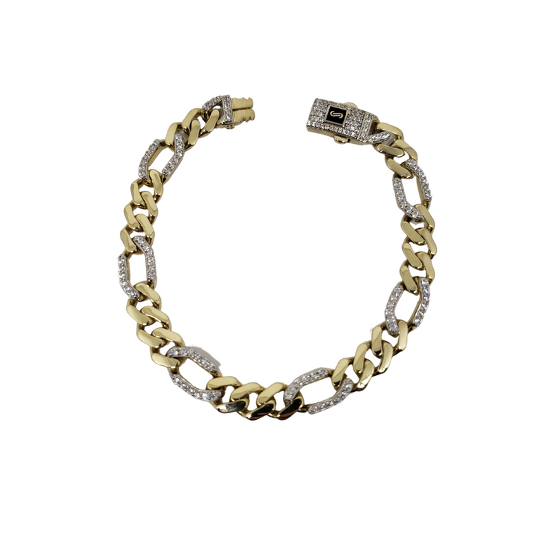 Bracelet 10k Monaco-Figaro avec pierres de zirconia
