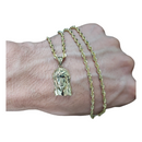 Rope Chain Laser Cut 10kt + Jesus Head Pendant 10 karat LA511