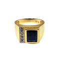 10K Rectangle Black Stone Ring New
