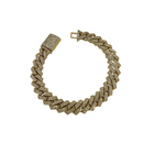 Bracelet solide 13mm Monaco or jaune  10k 9,50ct diamants SI