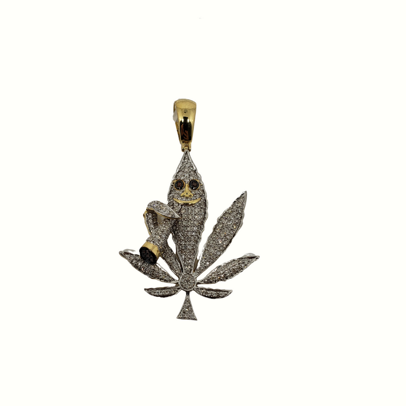 Mister Weed Smoker 2.03ct of diamonds 10k Gold NEW