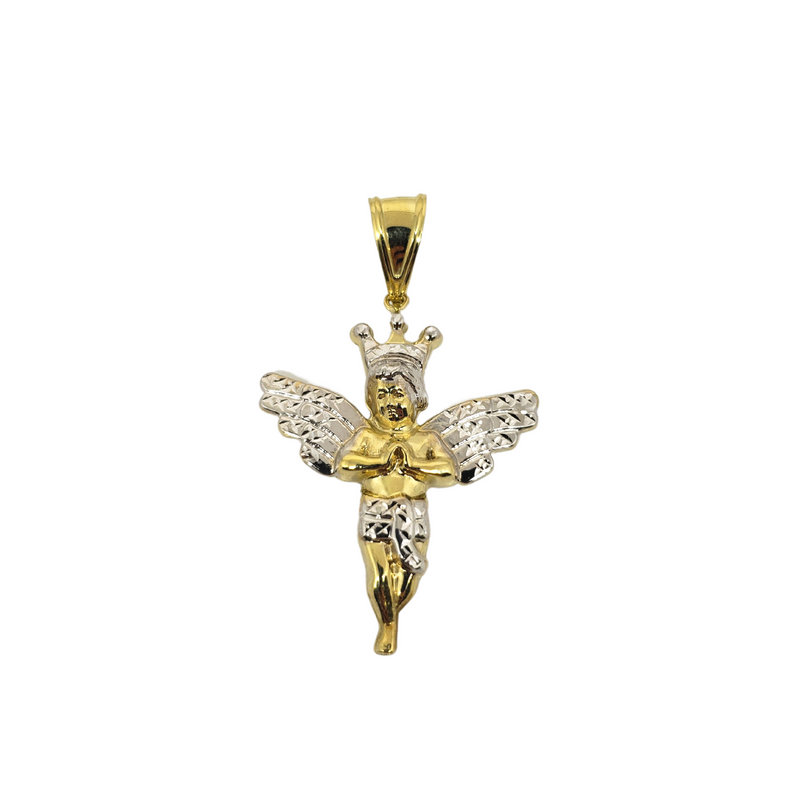 10K Duo color Gold Angel Crown Pendant