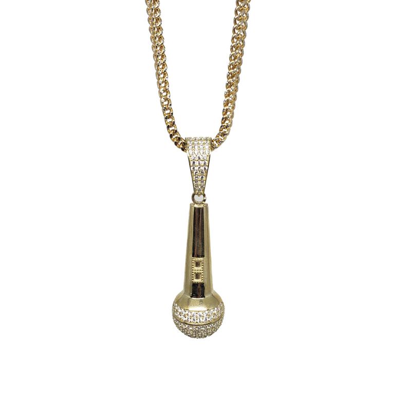 10k Diamond Cut Franco Chain With Microphone Pendant