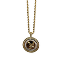 Chaîne en corde 10k + pendentif aigle rond 10k