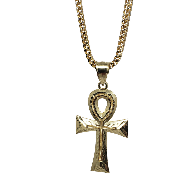 10k Diamond Cut Franco Chain With Cross Pendant