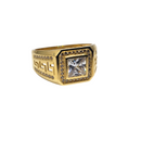 10k Greek Design Square Center Stone Ring