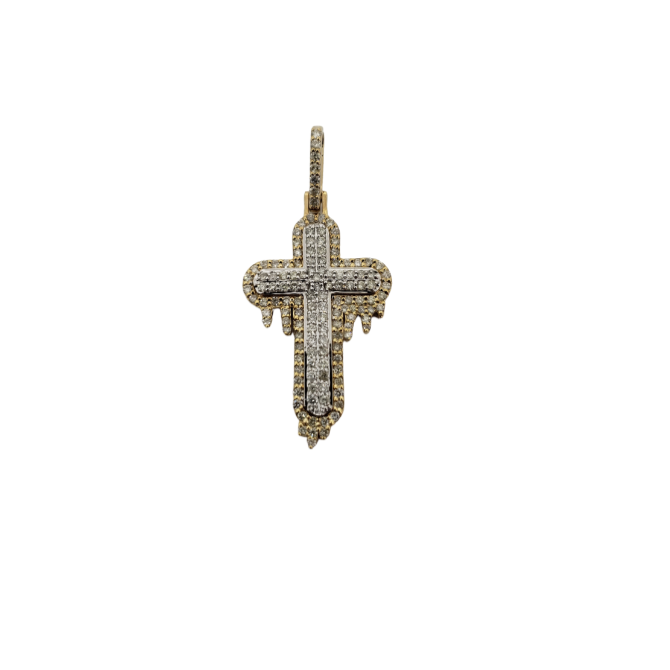 Cross Drip 1.25CT Diamond Pendant in 10k Gold DP-008