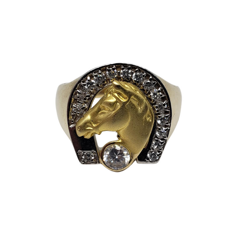 Horse Gold Ring 10k for Men MR-087
