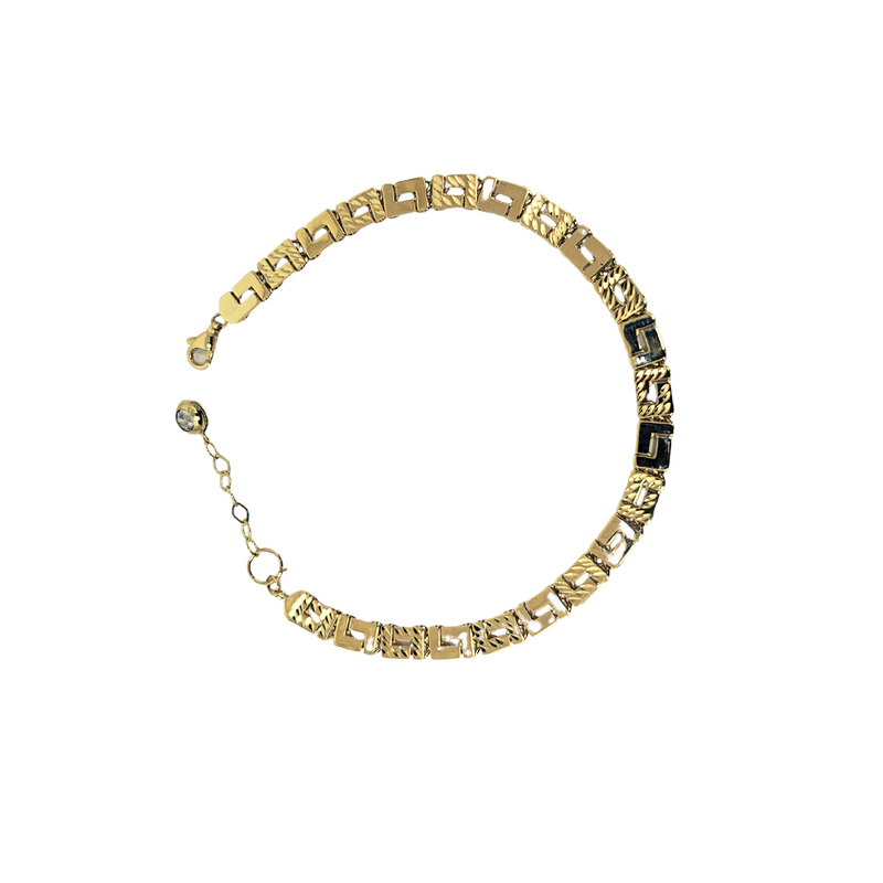Bracelet en or jaune à motifs grecs carrés