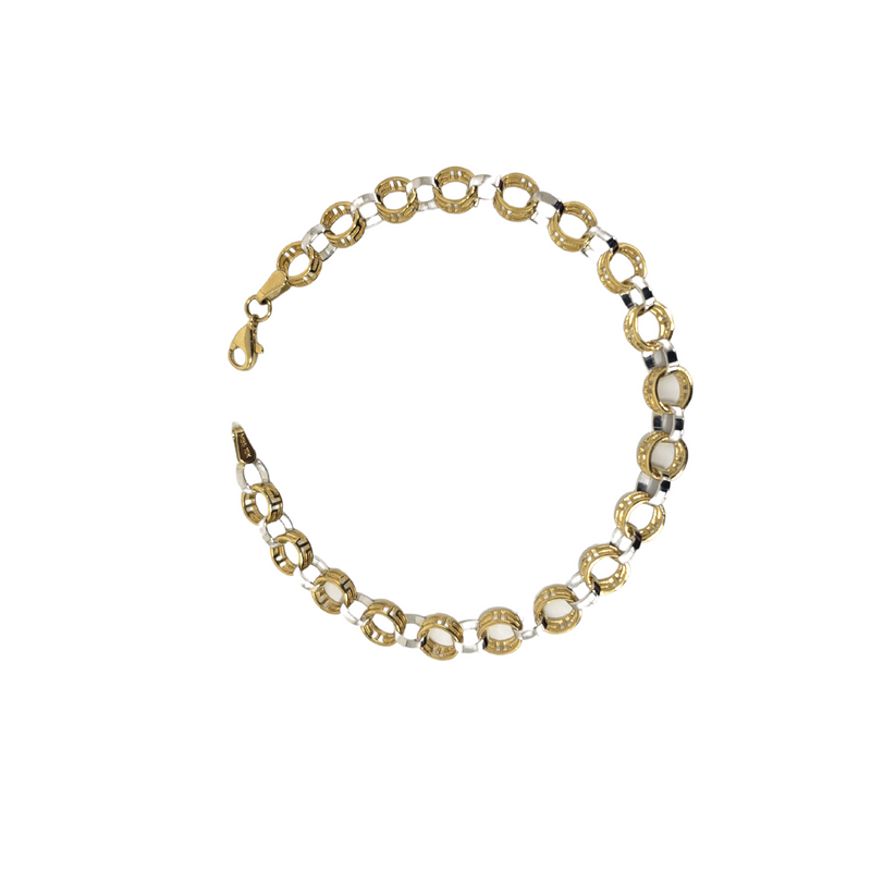 Bracelet en or jaune avec cercle et motif grec