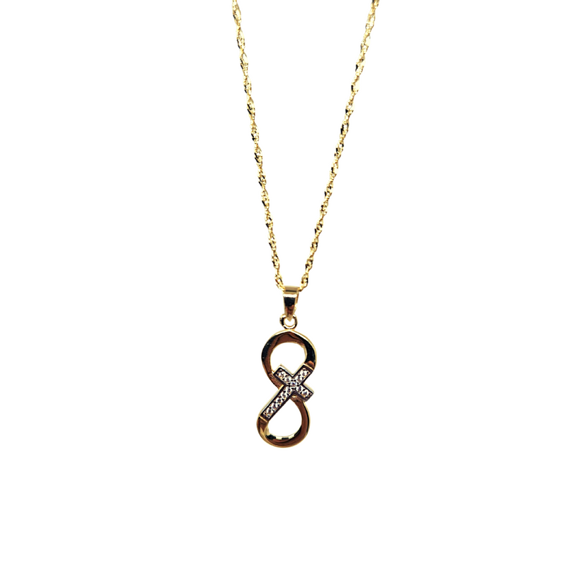 Infinity Cross Necklace in 10k gold