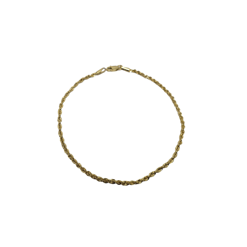 1.8mm Rope Chain Bracelet 10K Yellow Gold Bracelet for Men RCB005