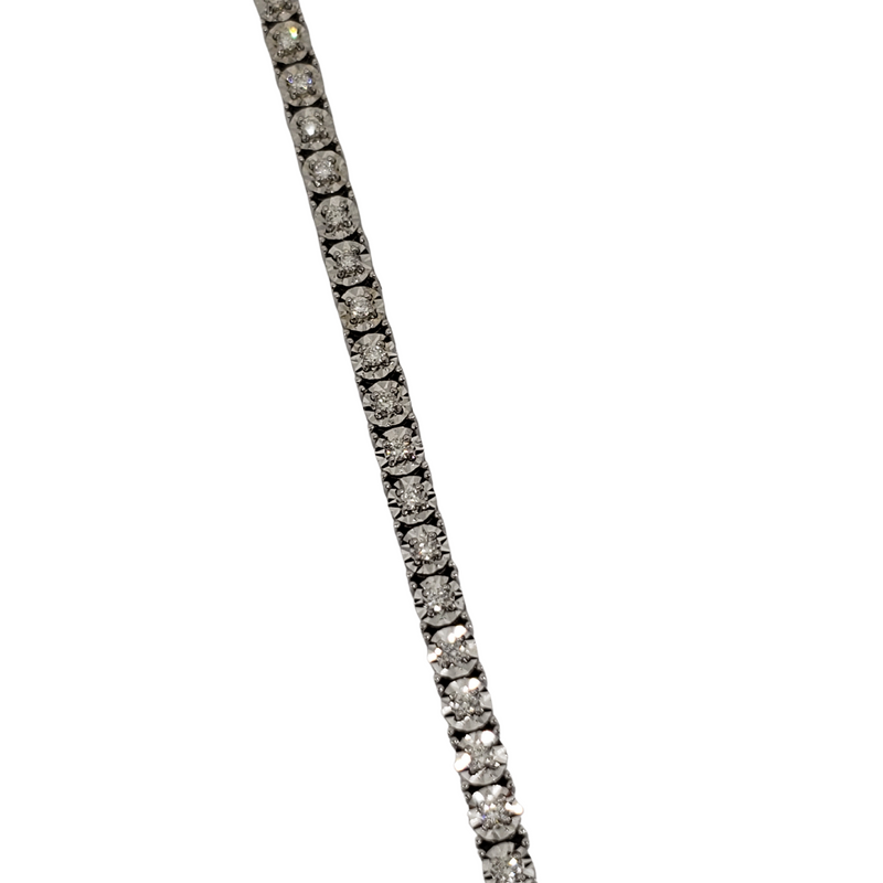 3.5mm 10k White Gold 0.90ct Tennis Illusion Bracelet