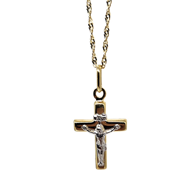 10k Gold Chain with DuoColor Cross Pendant