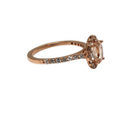 14k 0.40 Ct + 0.75 Ct Oval Morganite Center stone - Diamond Engagement Ring