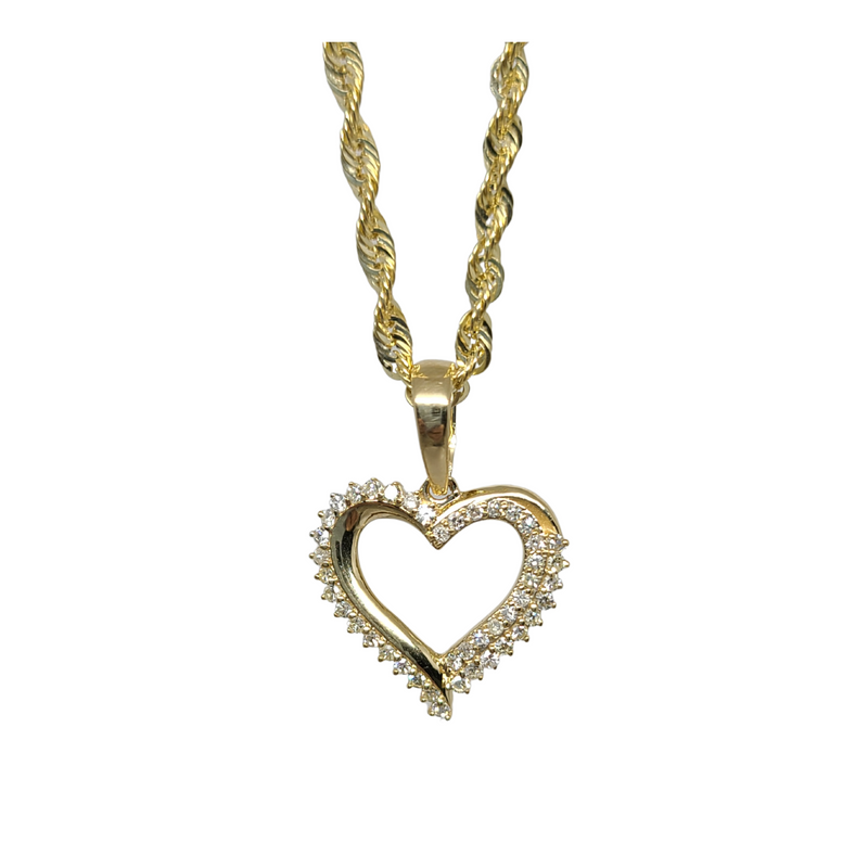 0.35ct Heart Diamond Necklace 10k yellow gold