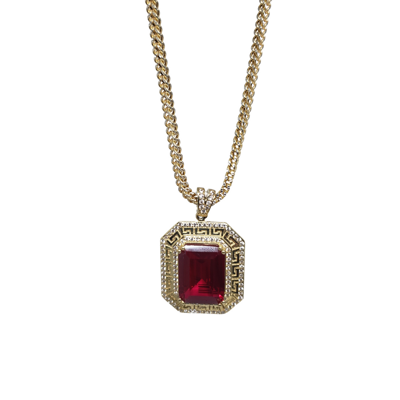Chaîne Franco 10k taille diamant avec pendentif Red Rock